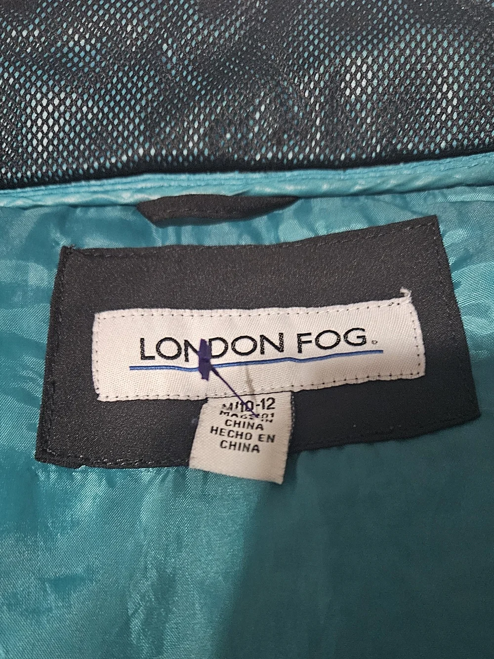 London Fog Teal Front with Black Hooded Puffer Jacket